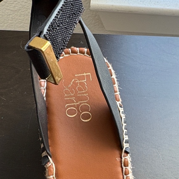Franco Sarto Black and Tan Espadrille Wedges - Picture 2 of 6